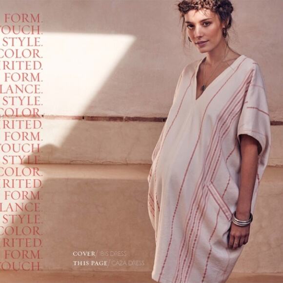 HATCH Plage Caza Caftan Dress Terracotta Stripe Pink White One Size {UU23} - Picture 3 of 6